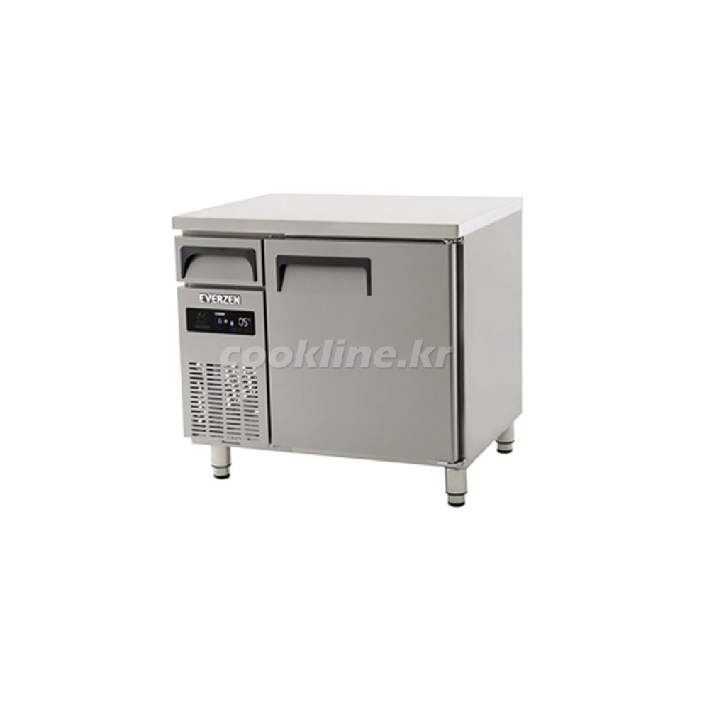 유니크대성 에버젠 냉장테이블900 1도어 스텐 직냉식 업소용 UDS-9RTDE