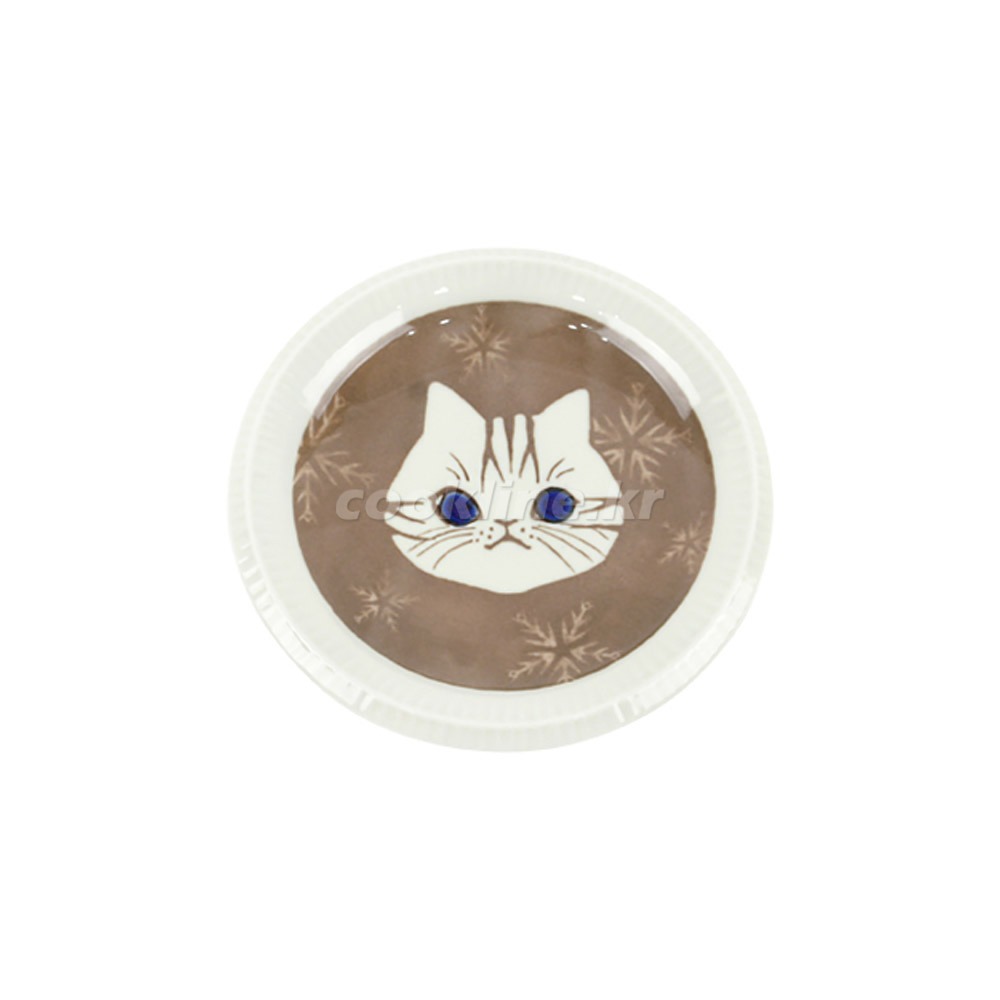 일제 재팬-224 고양이 앞접시 지름138 [최소구매수량 5개] 개인접시 원형접시 도자기접시
