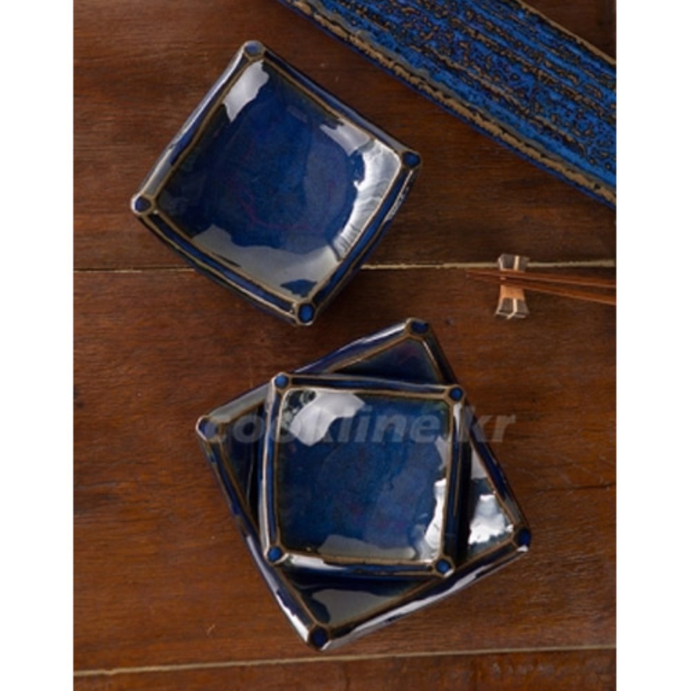 이진도기 돌비블루 사각쿠프 사각접시 앞접시 1-3호 3종 택1 최소구매수량9개