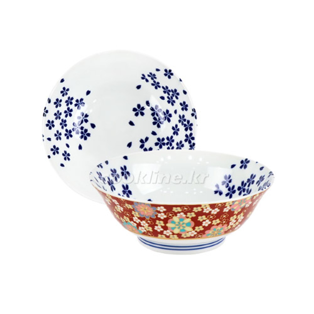 일제 팬시-247 전사 꽃잎 면기(레드) ø195x73mm 면그릇 원형그릇 다용도그릇 도자기그릇
