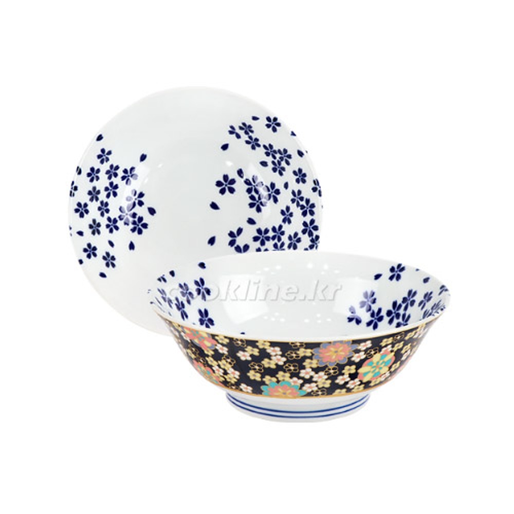 일제 팬시-248 전사 꽃잎 면기(블루) ø195x73mm 면그릇 원형그릇 다용도그릇 도자기그릇